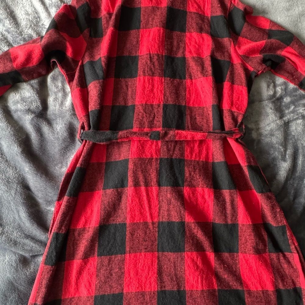Boohoo Red Black Plaid Belted Shirt Dress Women's Size 14 NWT - Picture 9 of 9